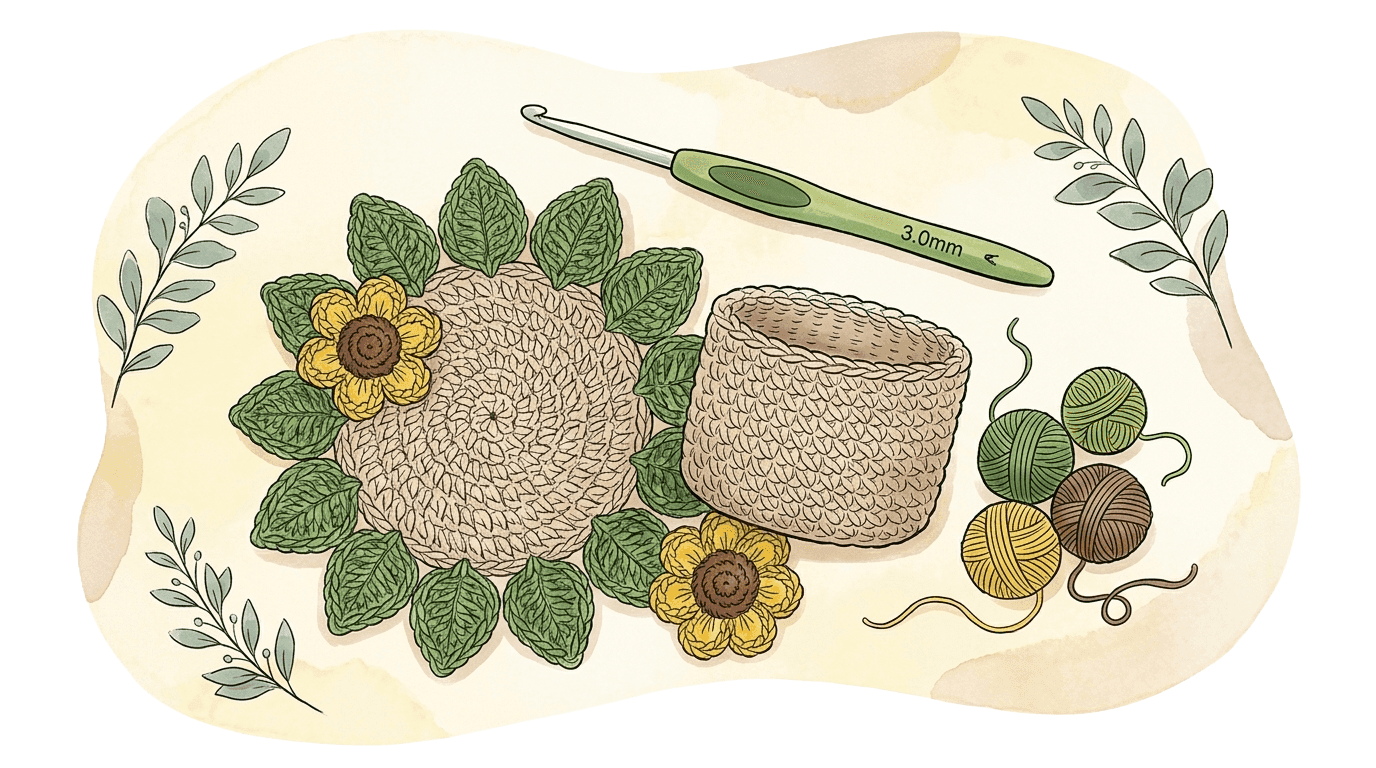 Crochet Sunflower Pot Coaster: A Complete Beginner-Friendly Tutorial & Free Pattern